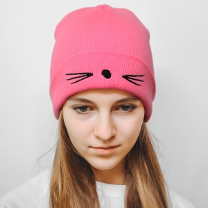 Шапка котенок розовая