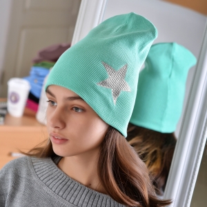 Шапка для девочек цвет мята